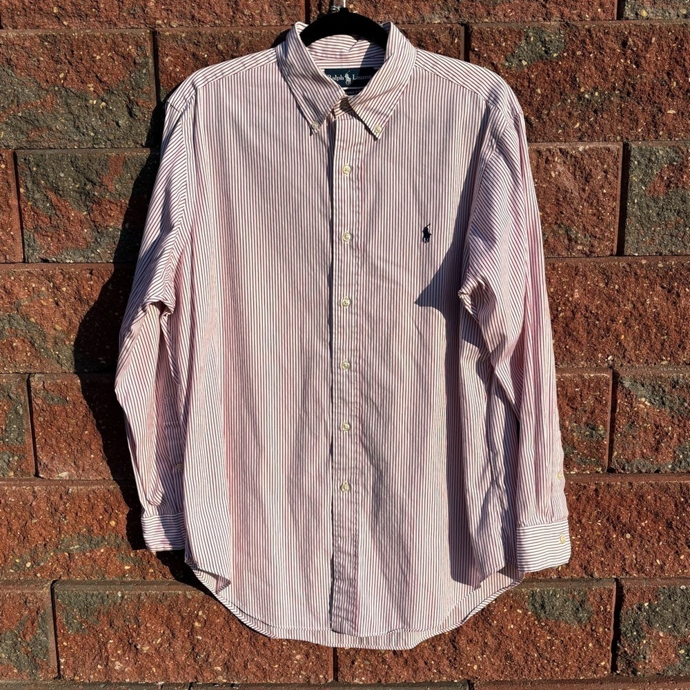 Ralph Lauren Shirt Mens 16 Button Up Stripes Classic Preppy Professional Preppy